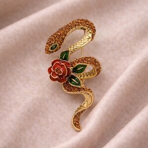 Serpenti Floral Snake Crystal Brooch